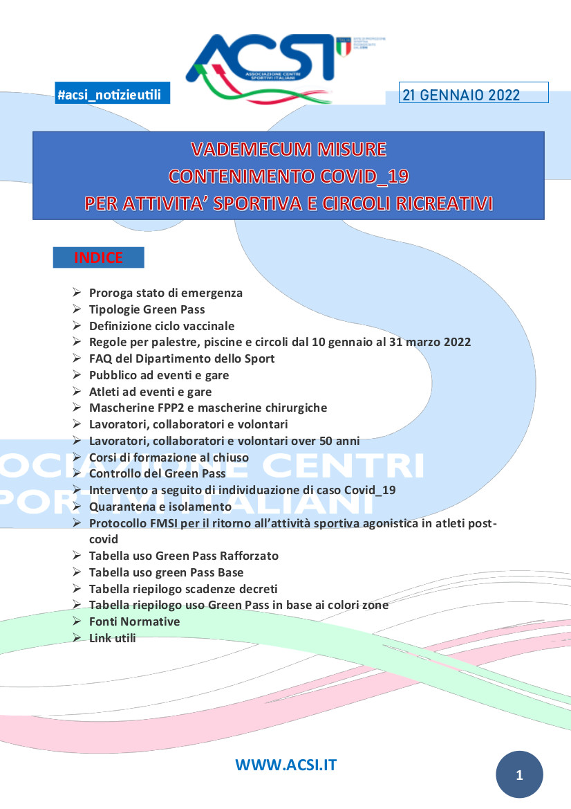 VADEMECUM misure covid rev. 21 gennaio 2022